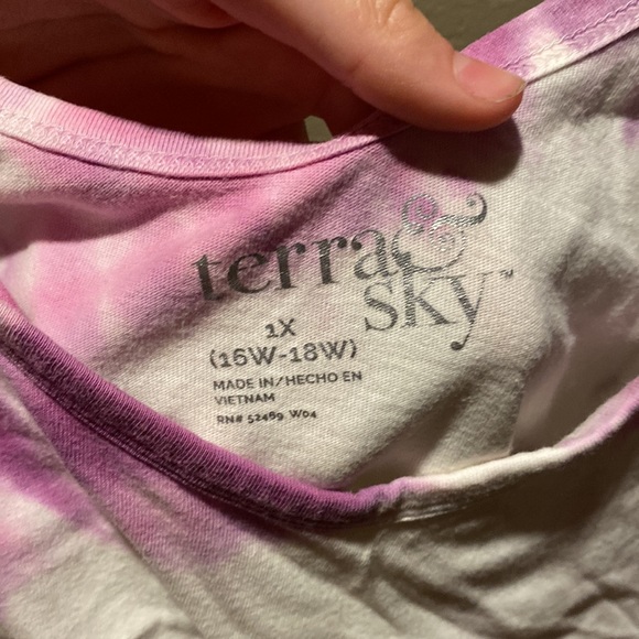 terra& sky purple and white tie dye women’s tank top size 1X - Picture 2 of 2